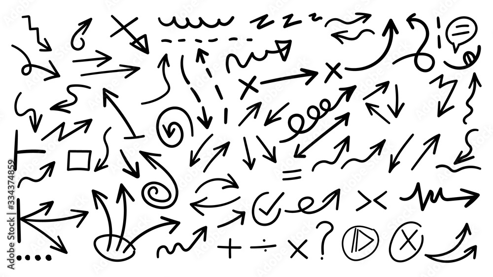 Arrow hand drawn icons vector set Arrow hand drawn icons vector set