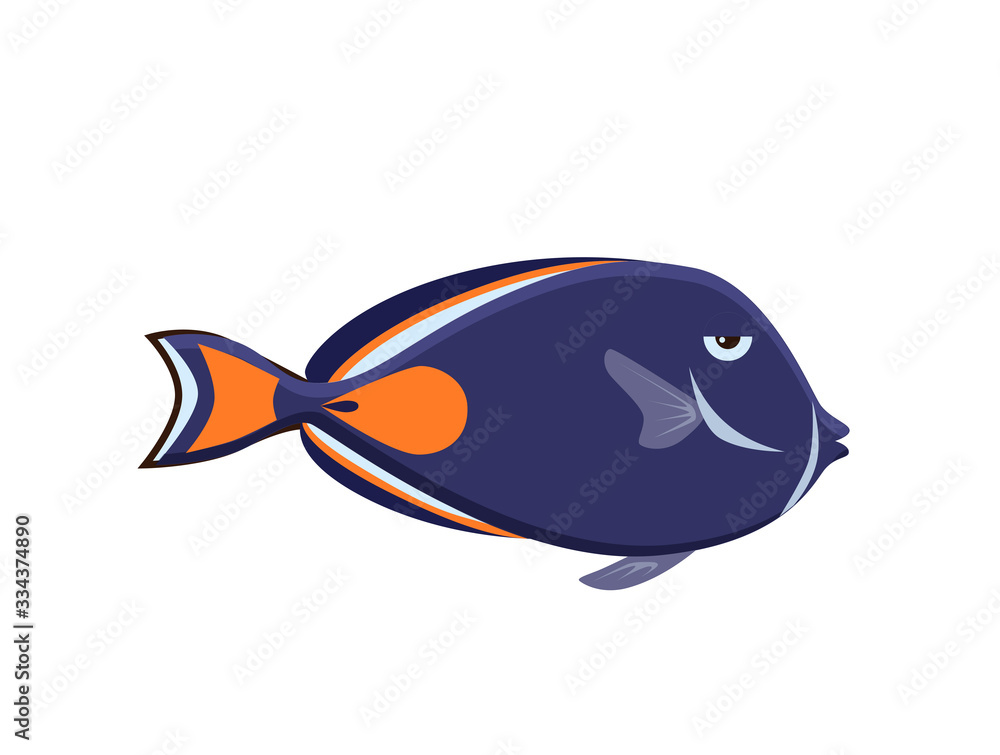 Cute fish vector illustration icons set. Tropical fish, sea fish, aquarium fish