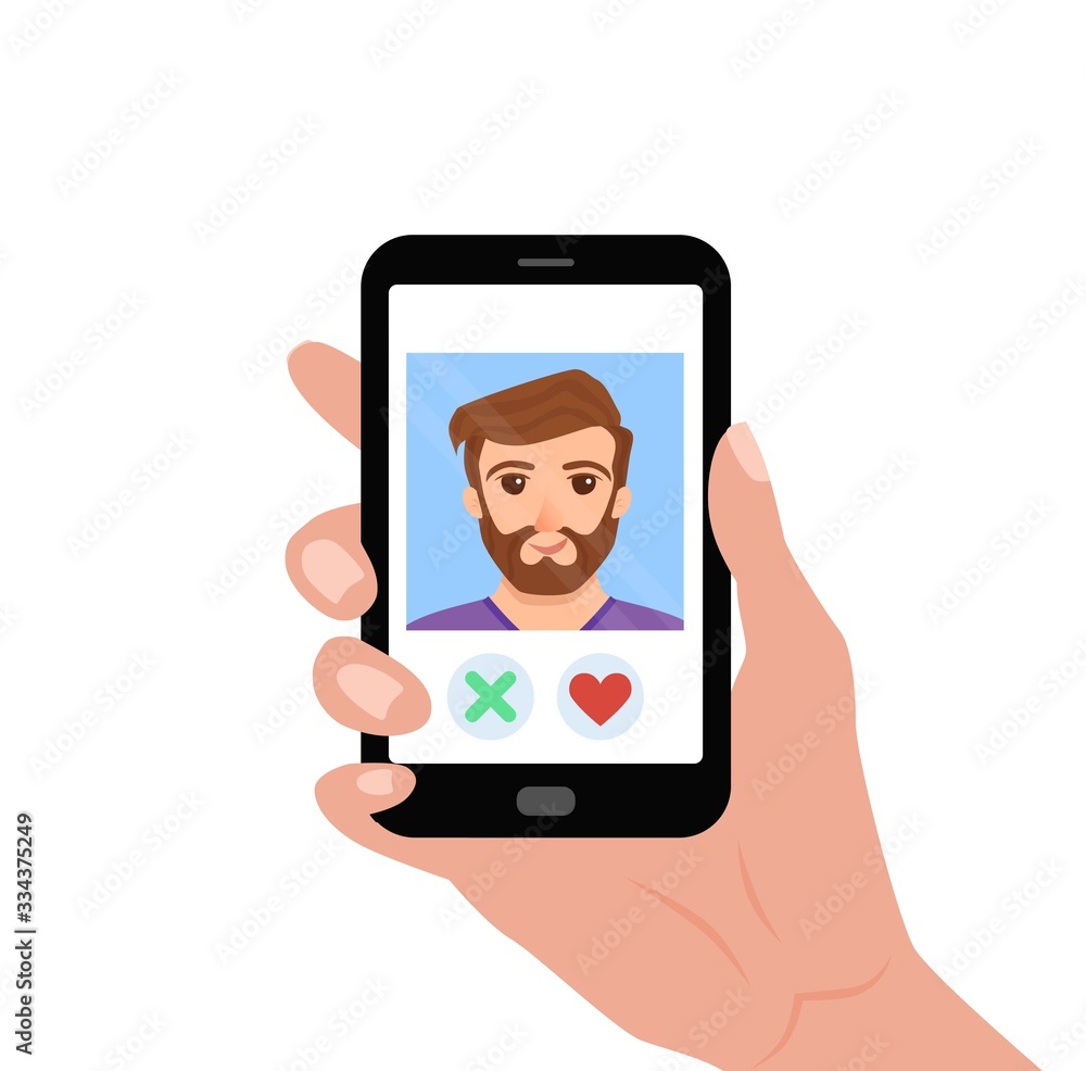 Hand holding phone with guy on the screen Hand holding phone with guy on the screen