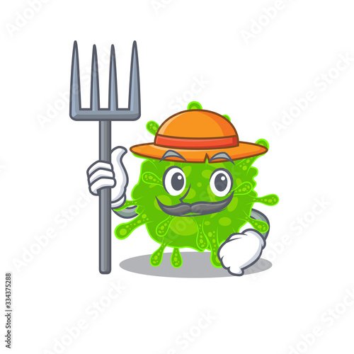Flaviviridae in Farmer cartoon character with hat and pitchfork