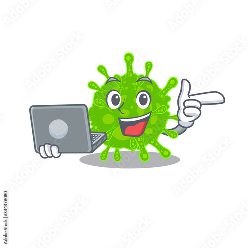 An icon of smart flaviviridae working with laptop