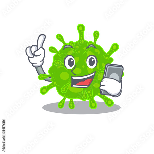 Mascot design of flaviviridae speaking on phone