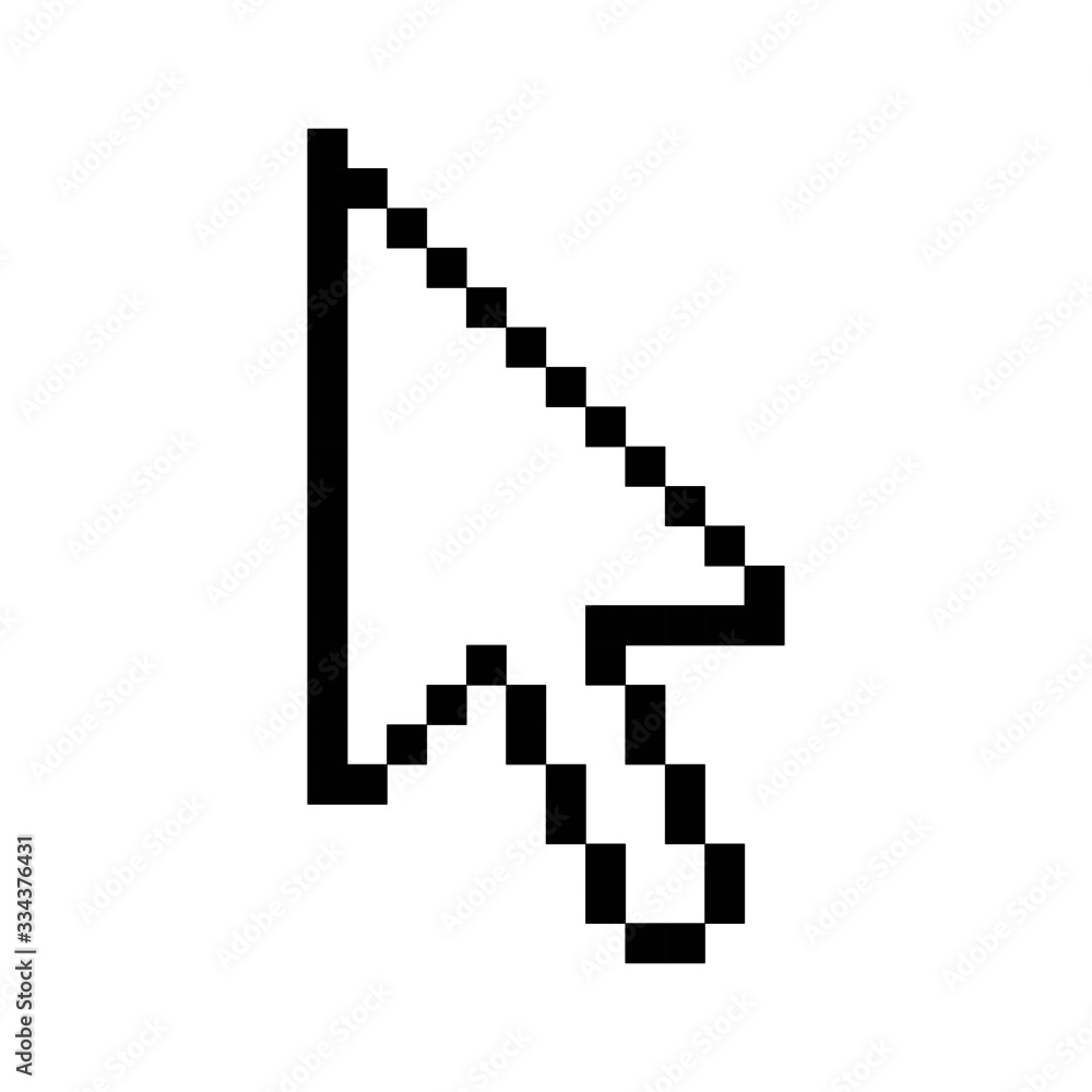 Vector high quality pixel art representation of the computer mouse pointer icon isolated on white background Vector high quality pixel art representation of the computer mouse pointer icon isolated on white background