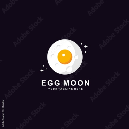Egg moon logo with flat design
