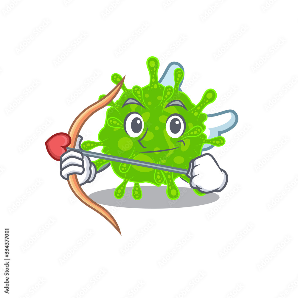 Romantic picture of flaviviridae Cupid cartoon character with arrow and wings Romantic picture of flaviviridae Cupid cartoon character with arrow and wings