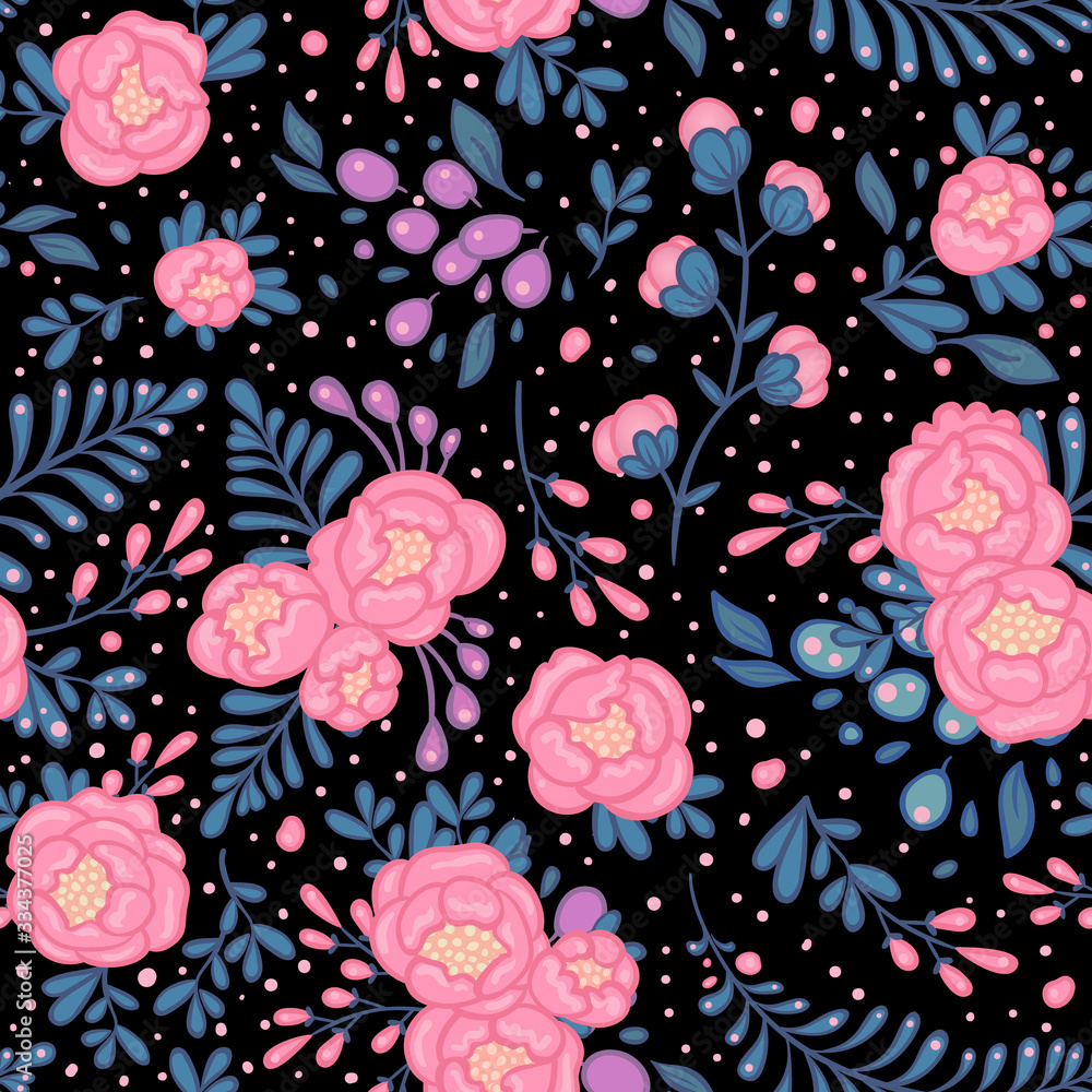 Seamless roses pattern. Vector illustration in freehand style. Stylish floral Valentines day design template. Seamless roses pattern. Vector illustration in freehand style. Stylish floral Valentines day design template.