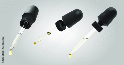 Vector 3D Cosmetic Dropper Illustration Set