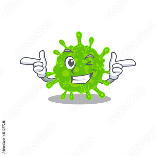 Smiley flaviviridae cartoon design style showing wink eye photo