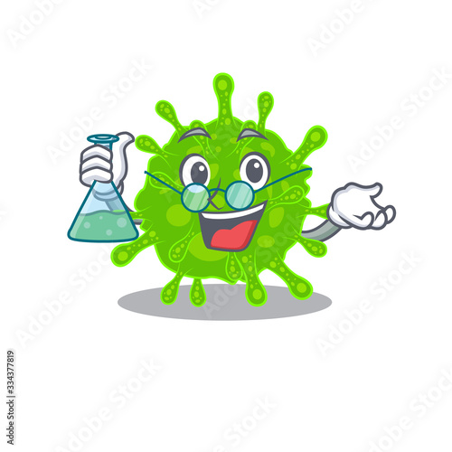 Smart Professor of flaviviridae mascot design holding a glass tube