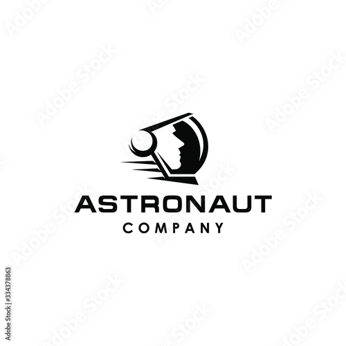 astronaut head with helmet logo ivon vector in trendy geometric pictogram illustration style