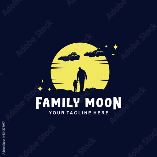 Family moon logo with flat design