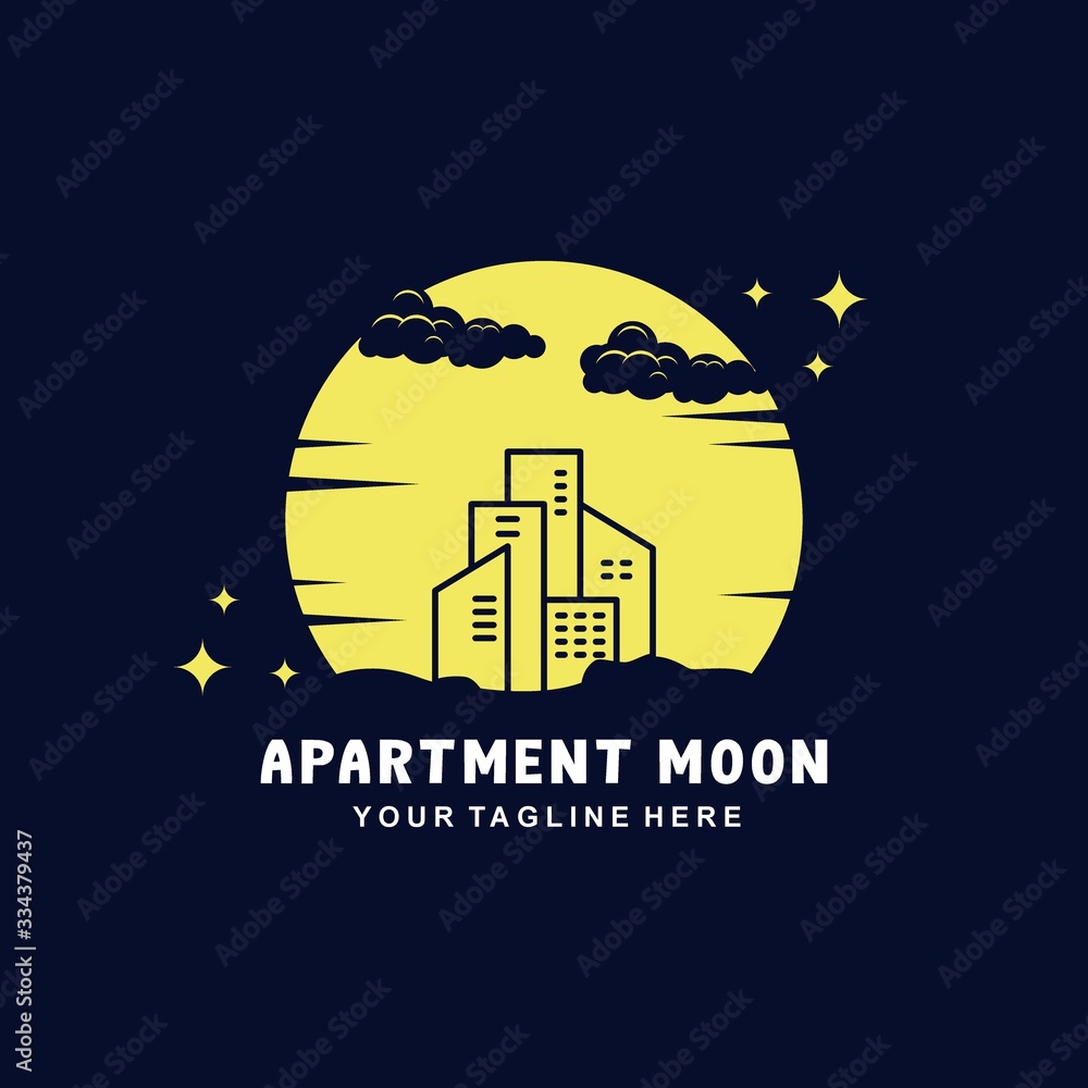 Real estate in the night logo illustration