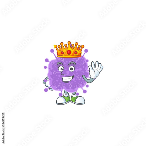 A Charismatic King of coronavirus influenza cartoon character design