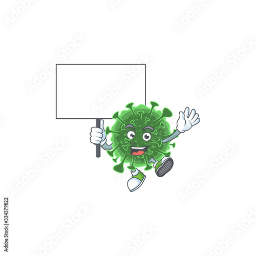 Sweet wuhan coronavirus cartoon character bring a board