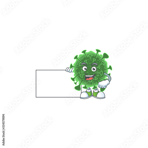 Funny wuhan coronavirus cartoon design Thumbs up with a white board