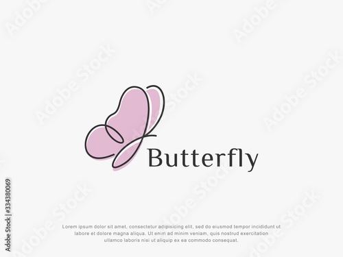 butterfly logo. line art design. fhasion logo. vector illustration