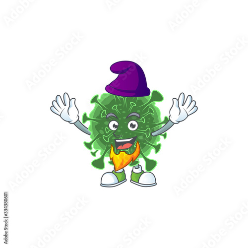 Cute cartoon design of wuhan coronavirus performed as an Elf