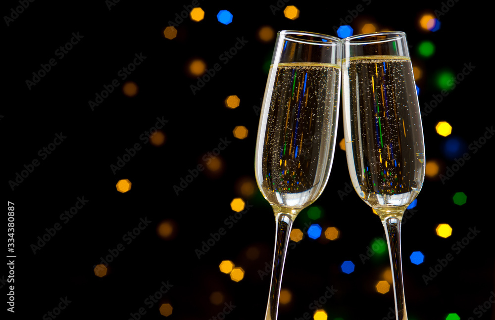 Close-up of two glasses with bubbly champagne Close-up of two glasses with bubbly champagne