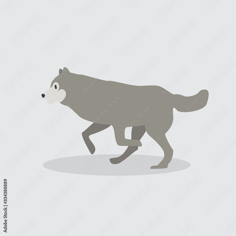 Cartoon wolf. Cute Cartoon wolf, Vector illustration on a white background. Drawing for children.