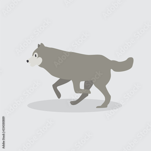 Cartoon wolf. Cute Cartoon wolf  Vector illustration on a white background. Drawing for children.