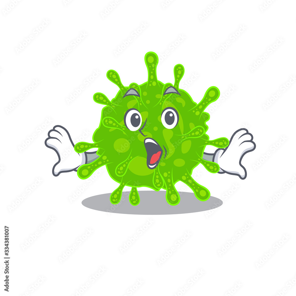 A cartoon character of flaviviridae making a surprised gesture A cartoon character of flaviviridae making a surprised gesture