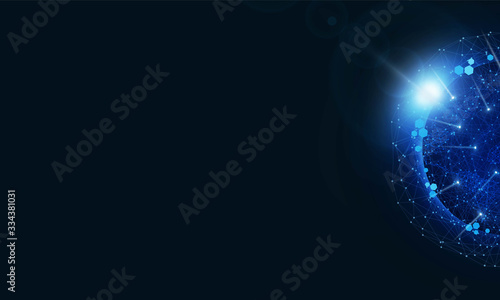 Abstract speed Light out technology background Hitech communication concept innovation send for planet earth with sunrise and technology network.