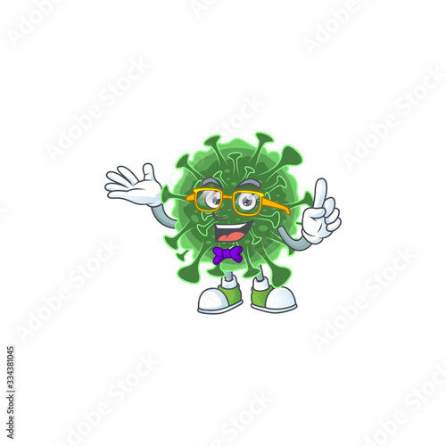 Super Funny wuhan coronavirus in nerd mascot design style