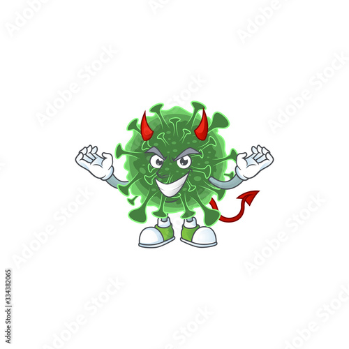 Cartoon picture of wuhan coronavirus in devil cartoon character design