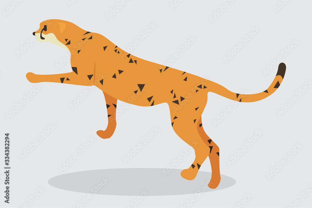 Fototapeta premium Cartoon cheetah. Cute Cartoon cheetah, Vector illustration on a white background. Drawing for children.