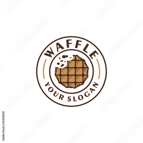 Delicious waffle badge logo design