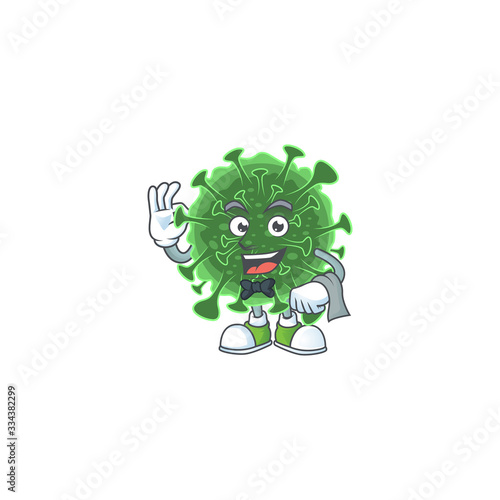 A character of wuhan coronavirus waiter working in the restaurant