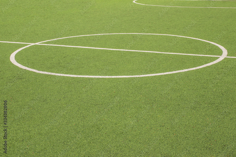 Obraz premium mini football, Artificial turf field outdoor soccer with markup