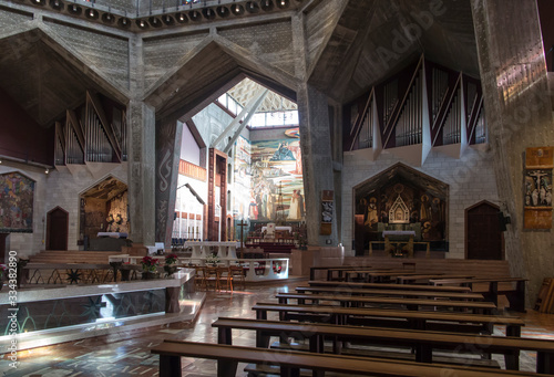 Nazareth, Israel, January 26, 2020: Upper church at the Basilica of the Annunciation in Nazareth