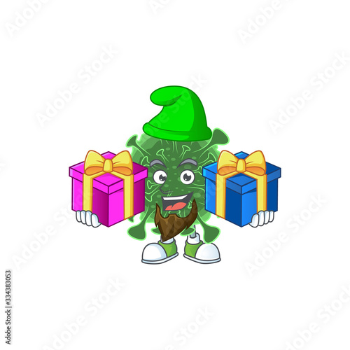Funny face cartoon design of wuhan coronavirus with tongue out
