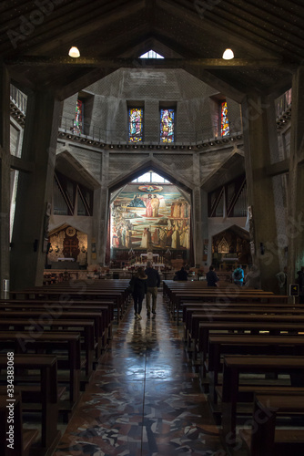 Nazareth, Israel, January 26, 2020: Upper church at the Basilica of the Annunciation in Nazareth