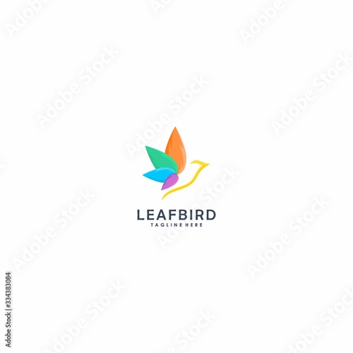 Minimalist leaf bird logo design