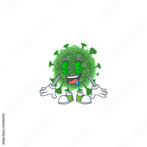 Rich wuhan coronavirus with Money eye mascot character concept