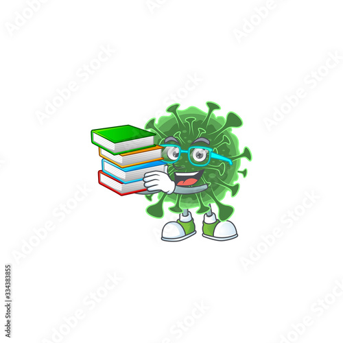 A hard-working student in wuhan coronavirus cartoon design with book