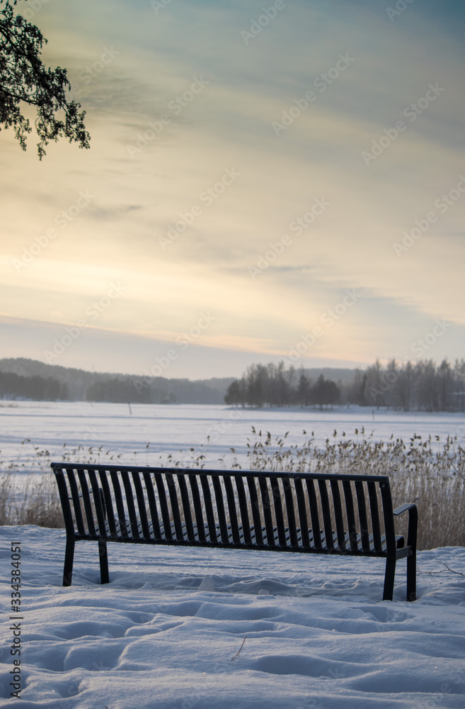 Naklejka premium bench in winter
