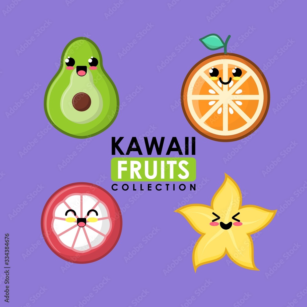 Cute fruits collection with flat style