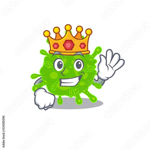 The Royal King of flaviviridae cartoon character design with crown © kongvector