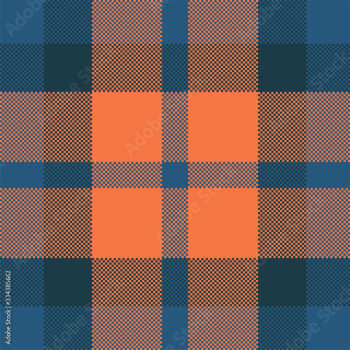 Pixel background vector design. Modern seamless pattern plaid. Square texture fabric. Tartan scottish textile. Beauty color madras ornament.