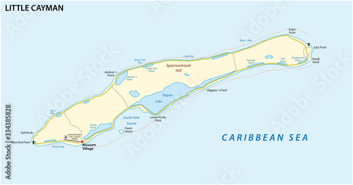 Map of Little Caman  an island in the Cayman Islands  UK