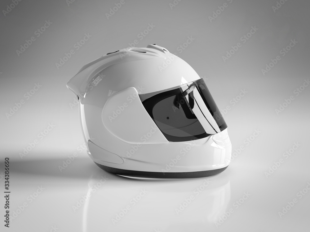 White motorcycle helmet isolated on white Mockup 3D rendering White motorcycle helmet isolated on white Mockup 3D rendering