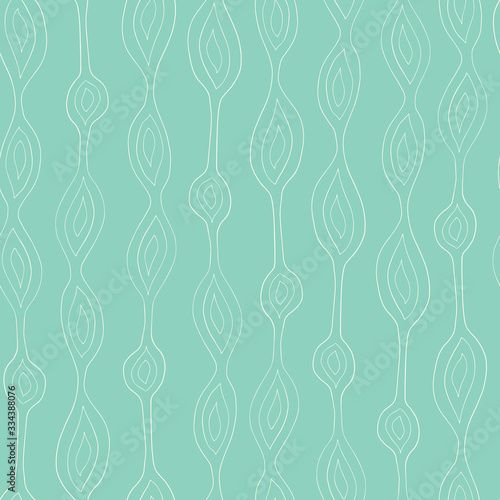 Aqua blue turquoise abstract seamless vector background. Organic ornamental vertical lines and shapes seamless pattern. Contemporary teal mod art repeating modern backdrop hand drawn wonky lines. 