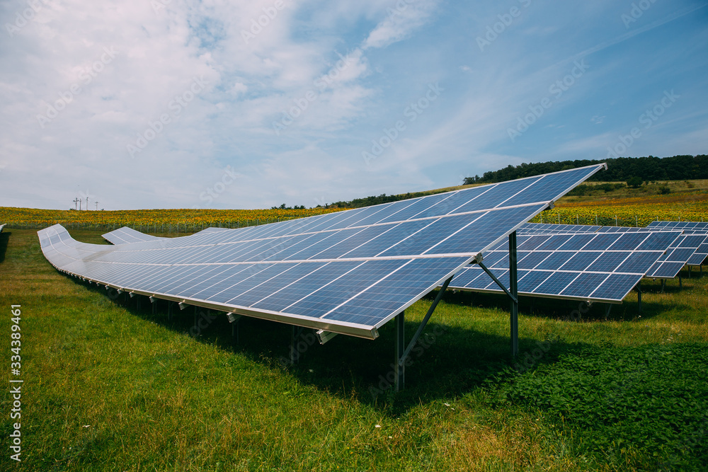 Solar power station with huge solar photovoltaic panels. Solar power station with huge solar photovoltaic panels.