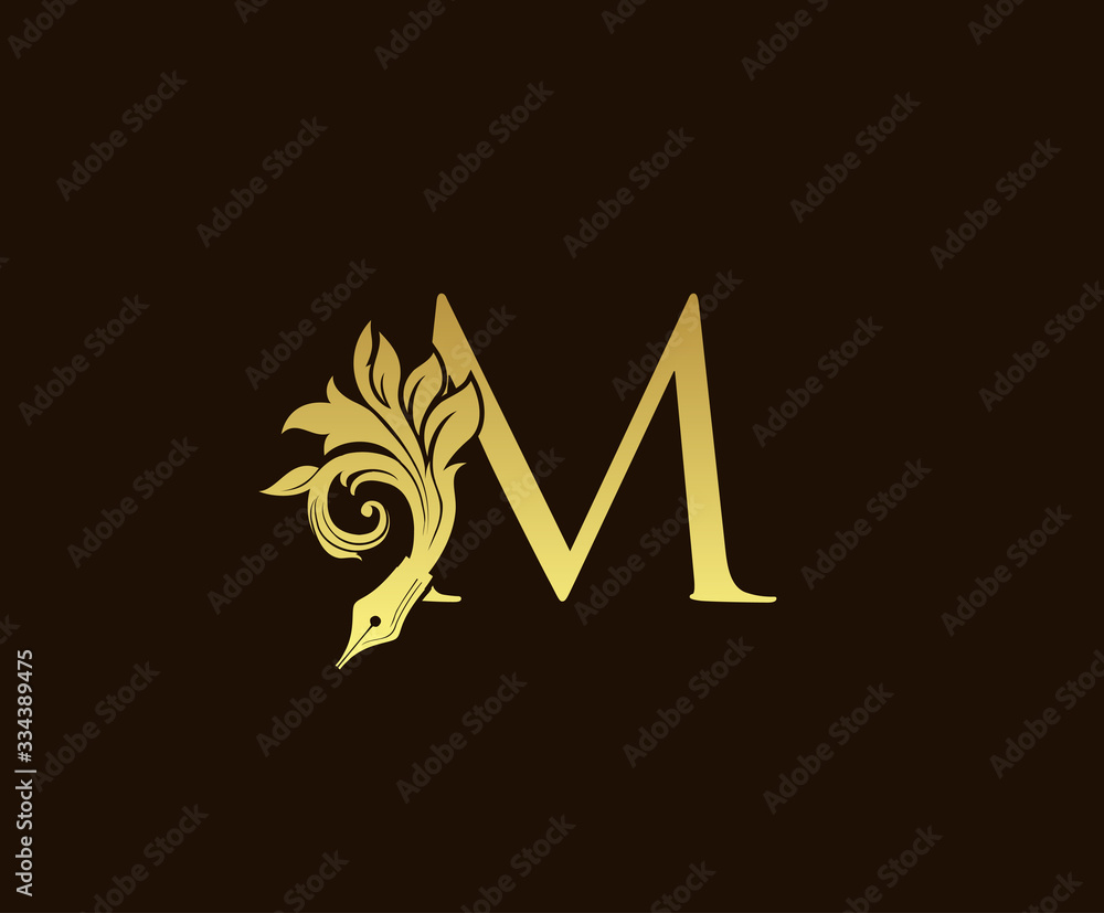 Royal Pen Gold M Letter Logo Royal Pen Gold M Letter Logo