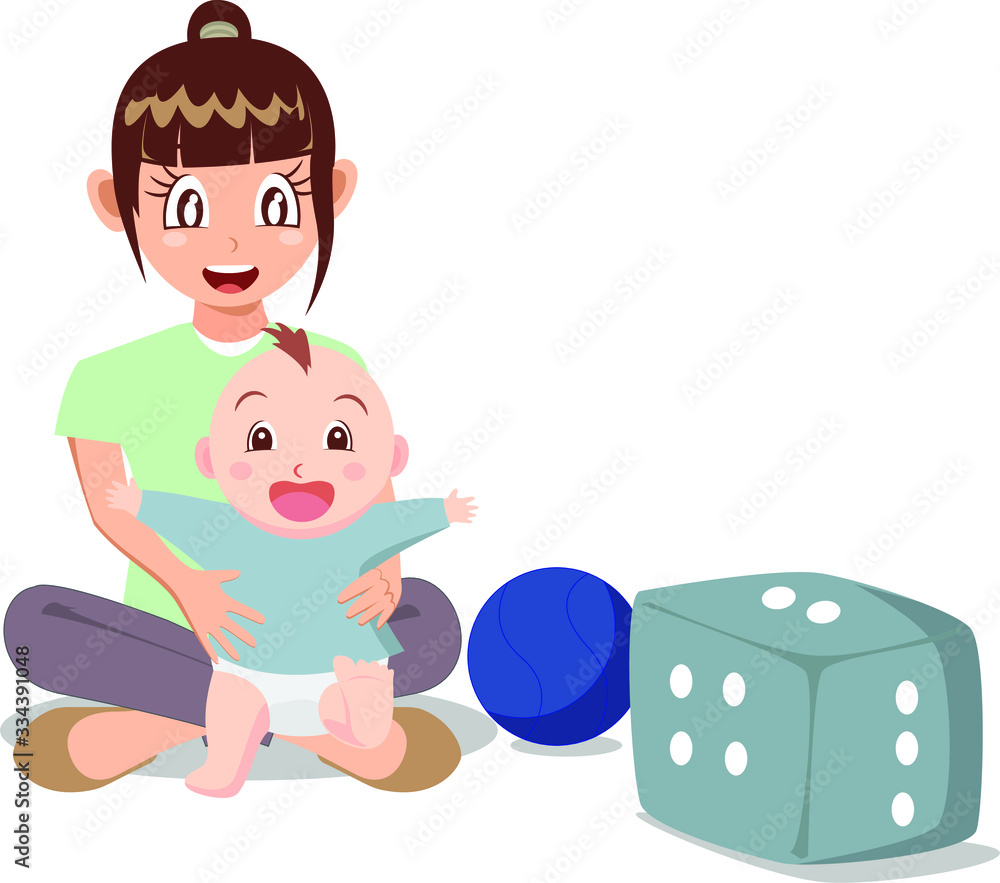 Mother playing with her baby vector illustration