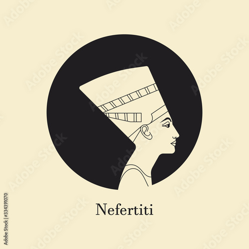 A vector illustration of the queen of Egypt Nefertiti profile isolated on a background. 