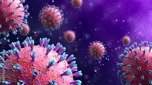 3D render bacteria virus, 3d render microbe. Infection and spread of coronavirus.